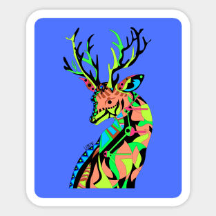 blue kitsch deer venado in mexican patterns ecopop art Sticker